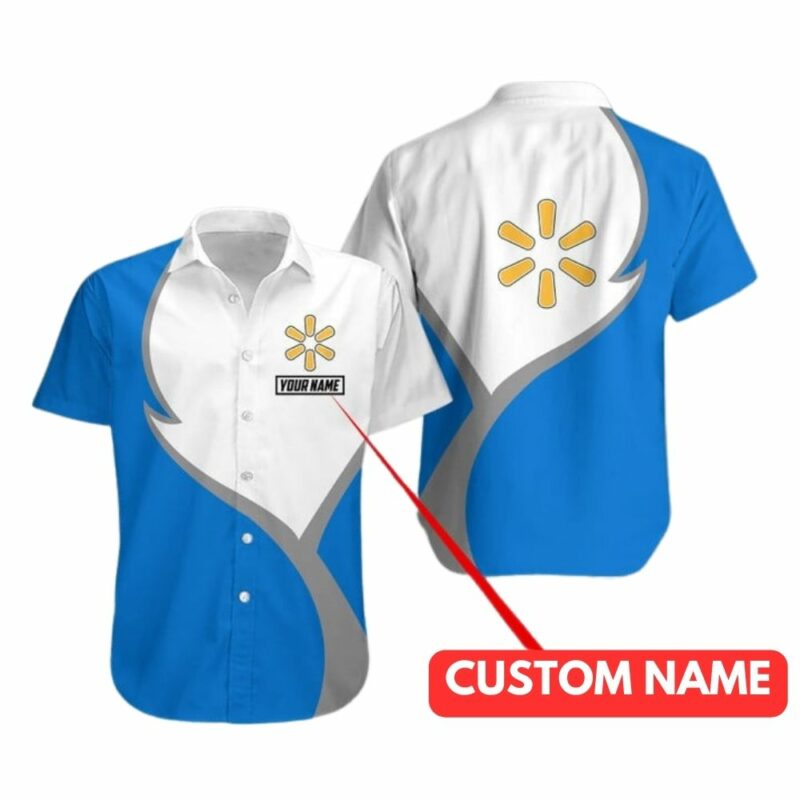 Personalized walmart in my heart white and blue funny hawaiian shirt 1
