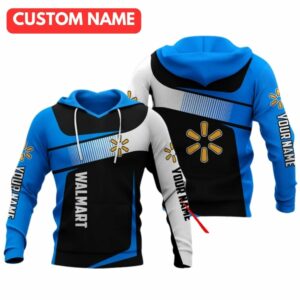 Personalized Walmart Logo Black Blue And White All Over Print Hoodie