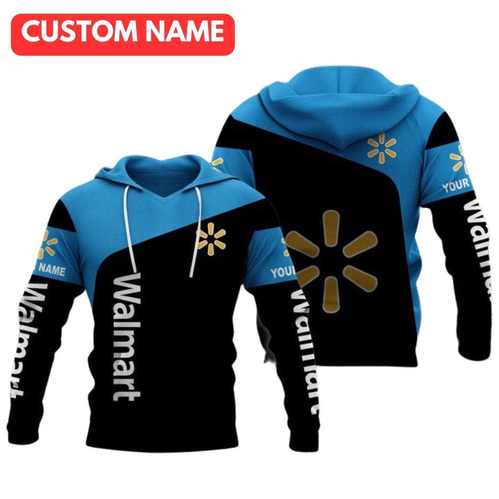 Personalized walmart logo blue and black 3d hoodie 1