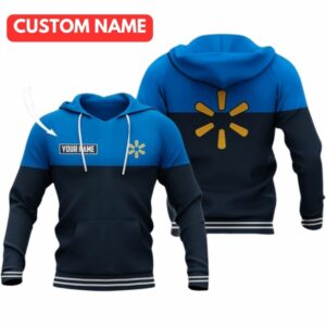 Personalized Walmart Logo Blue And Navy All Over Print Hoodie