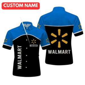 Personalized Walmart Logo In My Heart Black And Blue Hawaiian Shirt