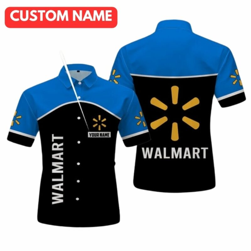 Personalized walmart logo in my heart black and blue hawaiian shirt 1