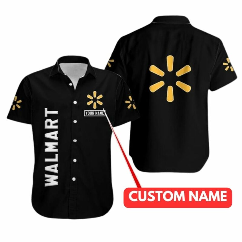Personalized walmart logo in my heart black uniform hawaiian shirt 1