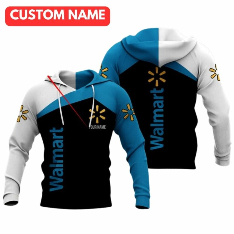 Personalized walmart logo in my heart black white and blue 3d hoodie 1