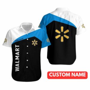 Personalized Walmart Logo In My Heart Black White And Blue Hawaiian Shirt
