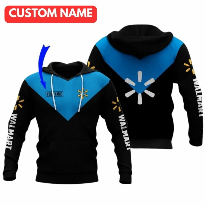 Personalized walmart logo in my heart blue and black uniform 3d hoodie 1