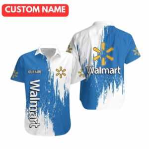 Personalized Walmart Logo In My Heart Blue And White Colorful Hawaiian Shirt