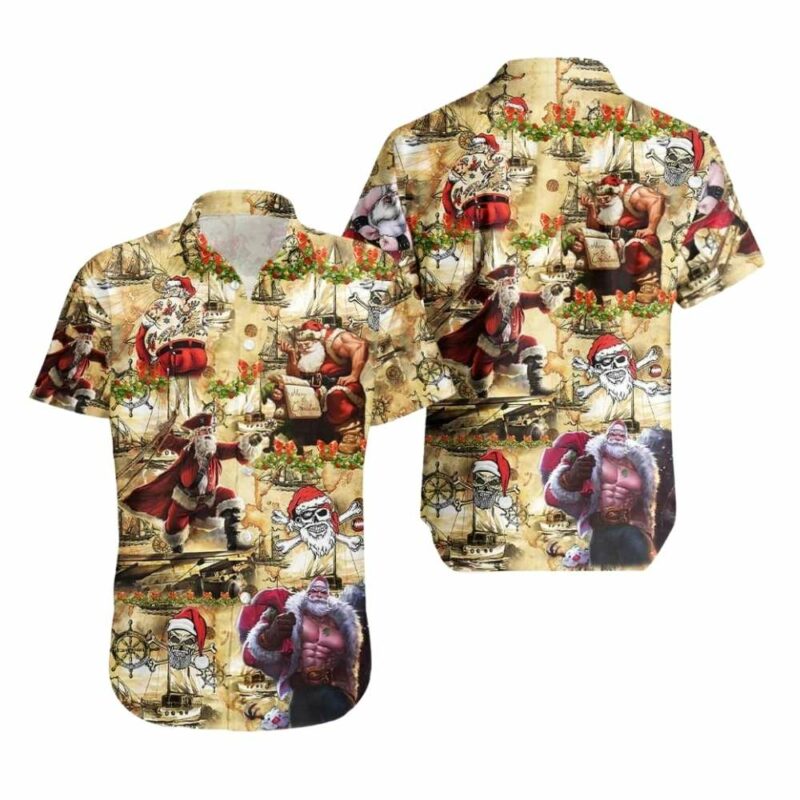 Pirate santa claus christmas hawaiian shirt 1