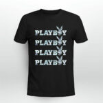 Playboy Bunny White Logo back 2 T Shirt