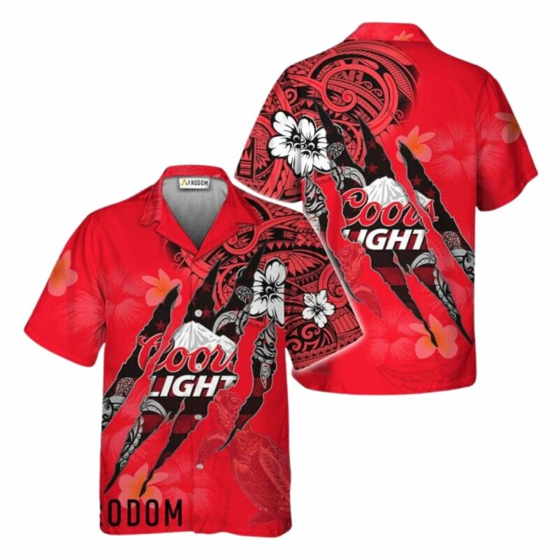 Polynesian floral coors light hawaiian shirt 1