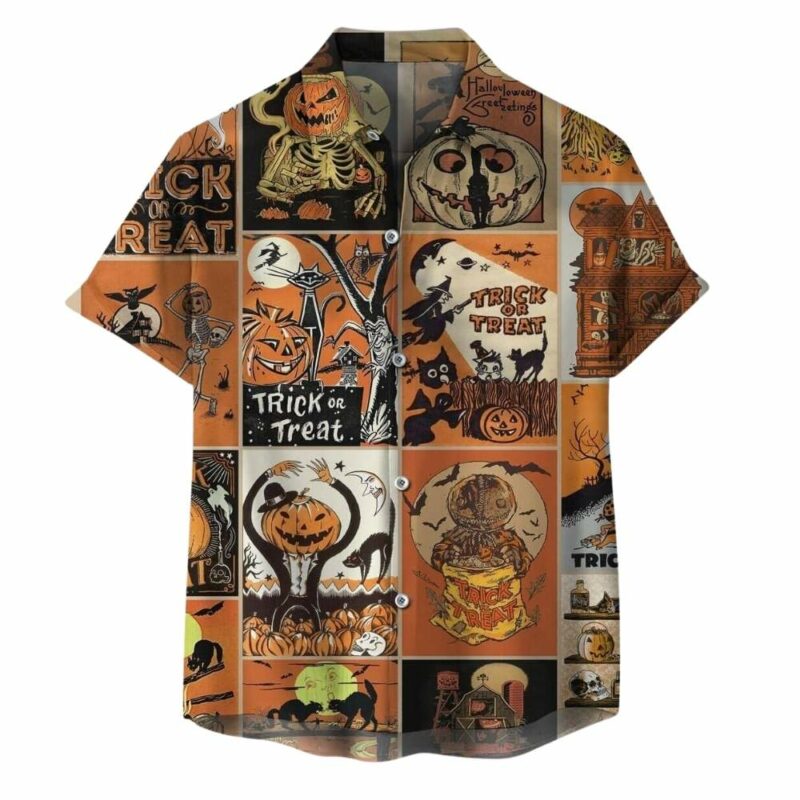 Pumpkin jack o lantern spooky season hawaiian shirt 1