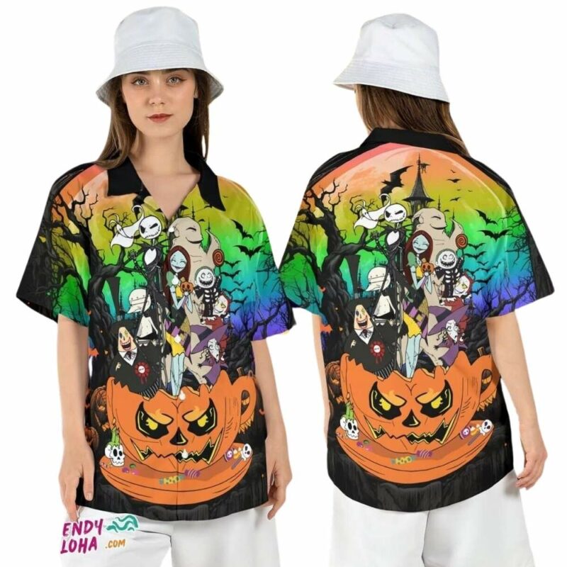 Pumpkin teacup nightmare before xmas jack sally hawaiian shirt 1