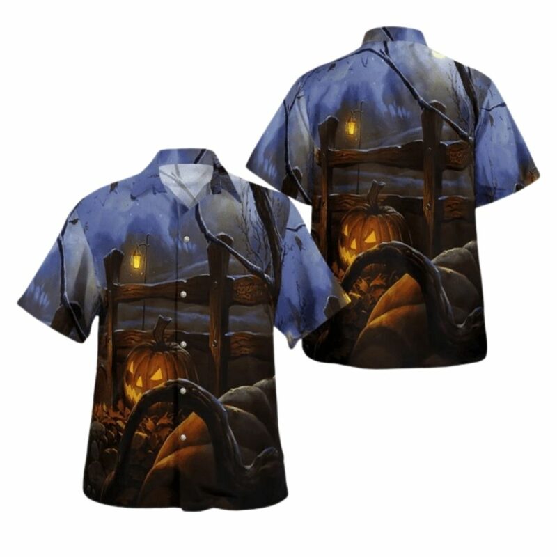 Pumpkins shine on starry night hawaiian shirt 1
