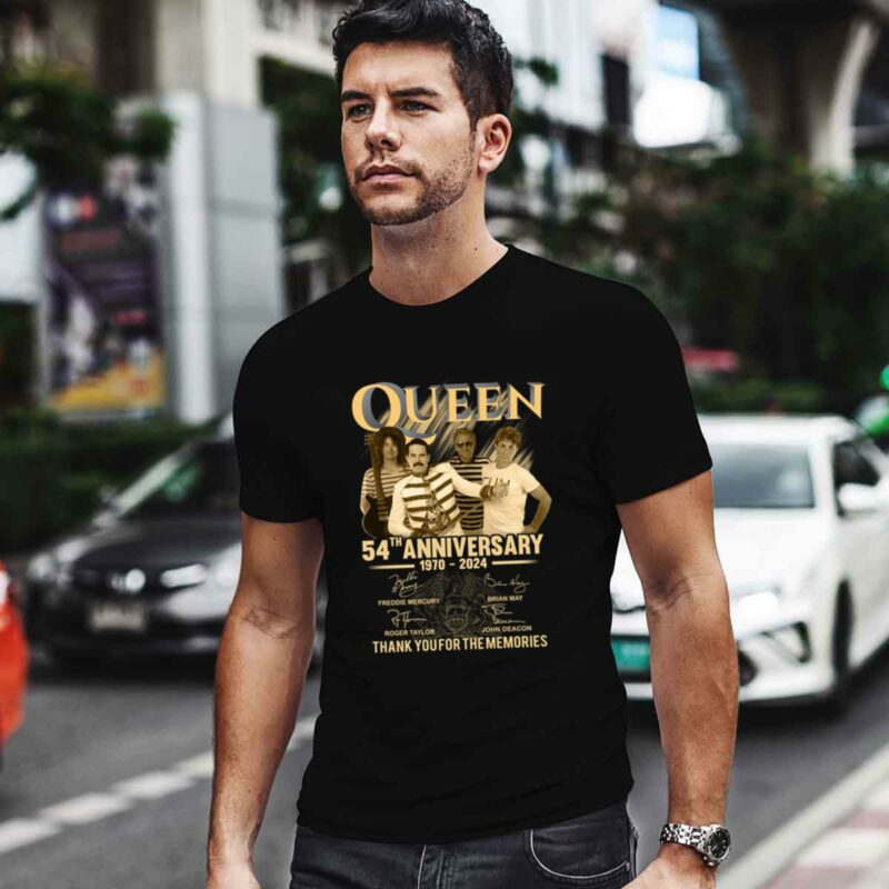 Queen 54Th Anniversary 1970 2024 Queen Members And Signatures 4 T Shirt