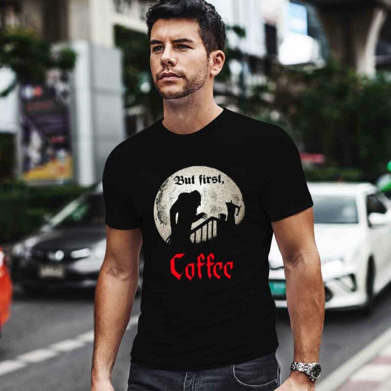 Qwertee Shop But First Coffee 0 T Shirt
