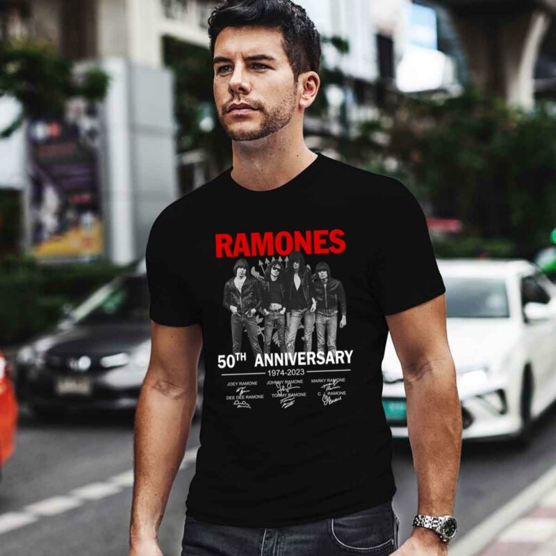 Ramones 50Th Anniversary 1974 2024 Signatures Band Music 4 T Shirt