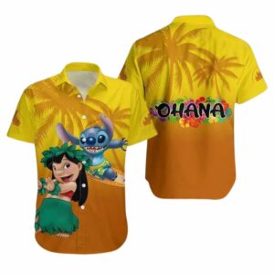 Retro Funny Lilo And Stitch Tropical Palm Tree Summer Hawaiian Shirt