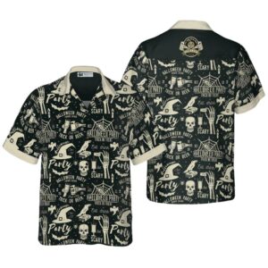 Retro Halloween Beer Party Pattern Hawaiian Shirt
