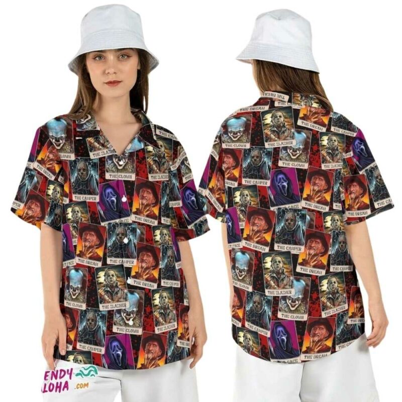Retro horror movie chill characters scary slashers hawaiian shirt 1