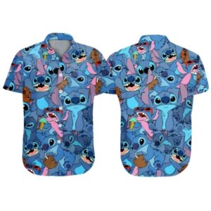 Retro Lilo And Stitch Pattern Hawaiian Shirt