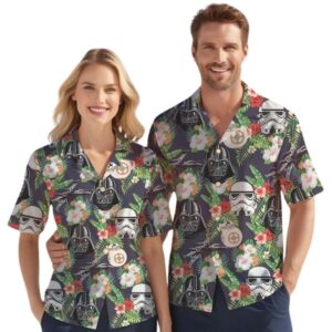 Retro Star Wars Tropical Darth Vader Stormtrooper Hawaiian Shirt
