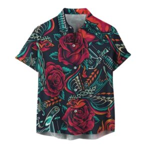 Roses Bird Tattoo Hawaiian Shirt