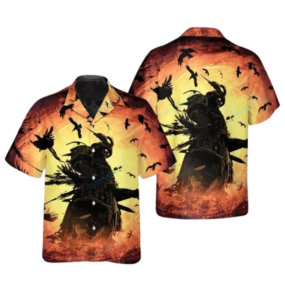 Samurai ghost warrior halloween hawaiian shirt 1