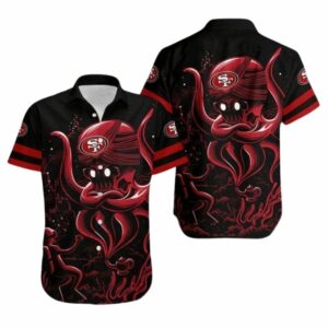 San Francisco Red Octopus Ghost Halloween Hawaiian Shirt