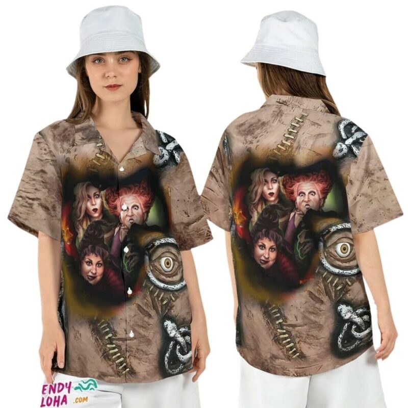 Sanderson sisters hocus pocus spell book halloween hawaiian shirt 1