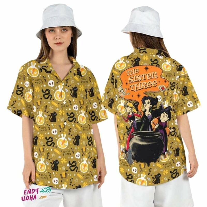 Sanderson sisters three hocus pocus witches halloween hawaiian shirt 1