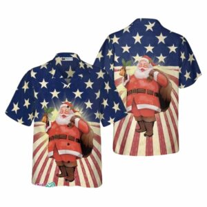 Santa Christmas Santa America Hawaiian Shirt