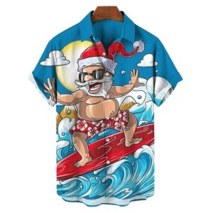 Santa Claus Vacation Mode On Tropical Hawaiian Shirt