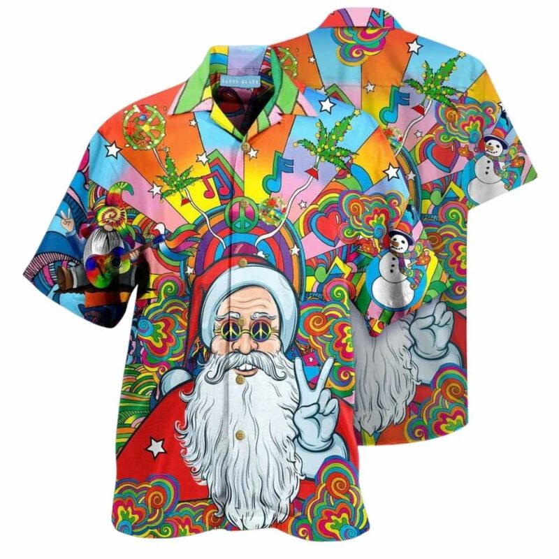 Santa claus wishes merry peacemas hawaiian shirt 1