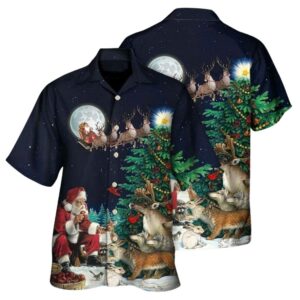 Santa Paired With Reindeer Christmas Hawaiian Shirt