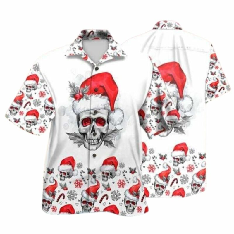 Santa skull themed christmas hawaiian shirt 1
