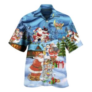 Santa And Snowmans Friendly Christmas Hawaiian Shirt