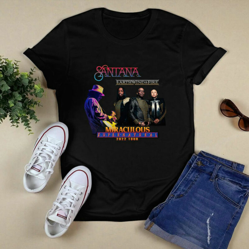 Santana Earth Wind Fire Miraculous Supernatural Tour 2022 Front 4 T Shirt