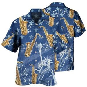 Saxophone Music America Independence Day Hawaiian Shirt