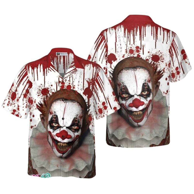 Scary halloween clown faces hawaiian shirt 1