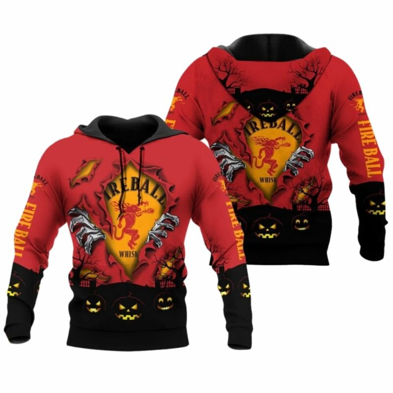 Scary night halloween fireball whisky 3d hoodie 1