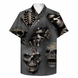 Scary Skull Ghosts Skeletons Hawaiian Shirt