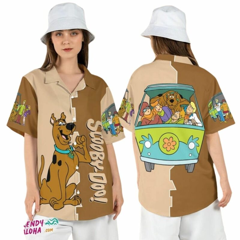 Scooby doo hippie van funny horror cartoon hawaiian shirt 1