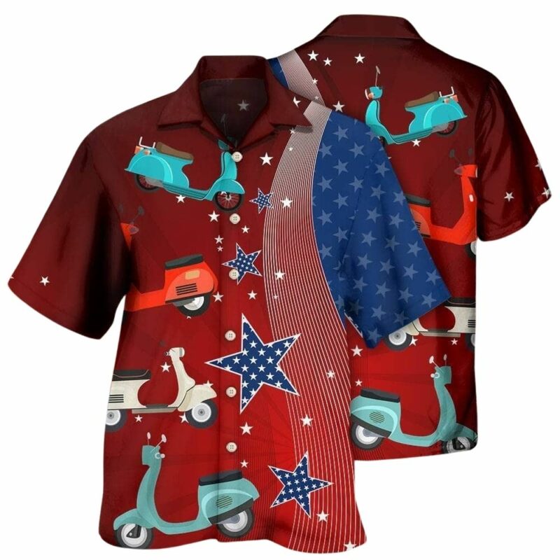 Scooter usa star independence day hawaiian shirt 1