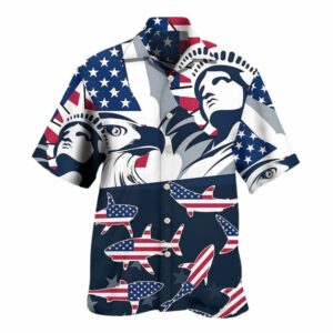 Shark America Independence Day Hawaiian Shirt