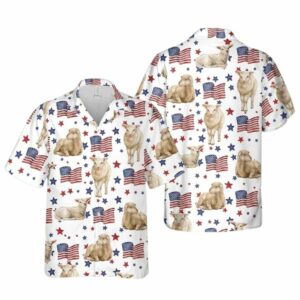 Sheep American Flag Patter Hawaiian Shirt