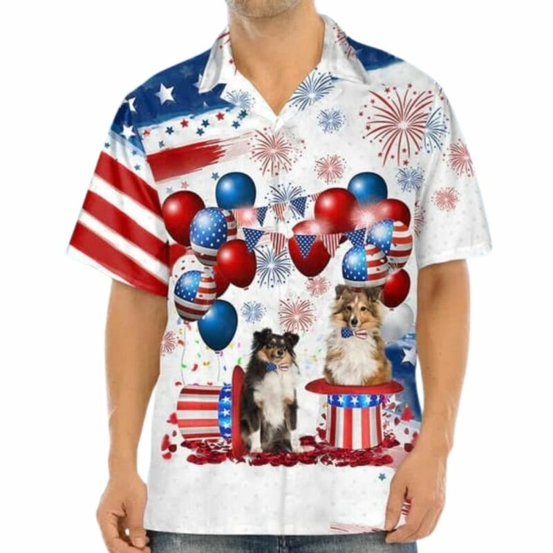 Shetland sheepdog independence day hawaiian shirt 1