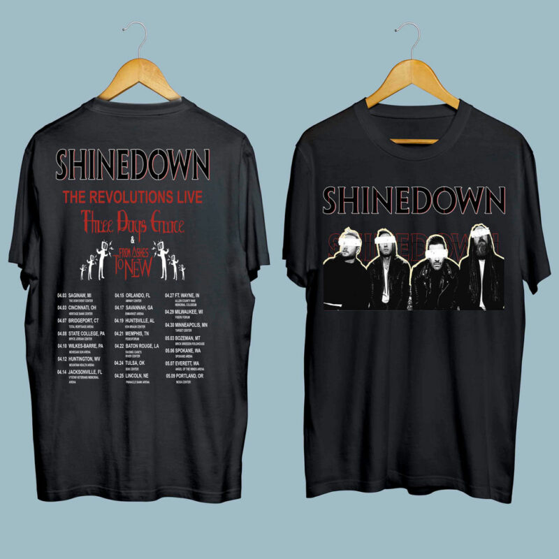Shinedown Band The Revolutions Live 2023 Front 4 T Shirt