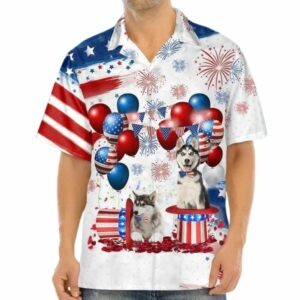 Siberian Husky Independence Day Hawaiian Shirt