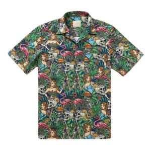 Skeleton Flamingo Hawaiian Shirt