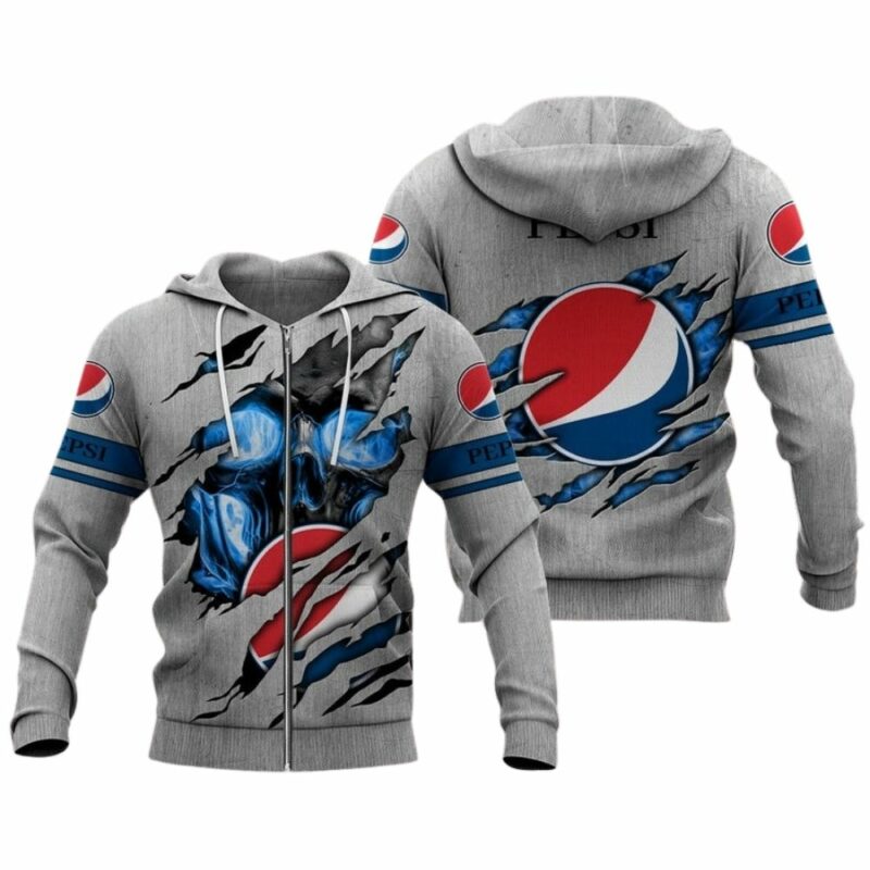 Skull With Logo Pepsi All Over Print Hoodie